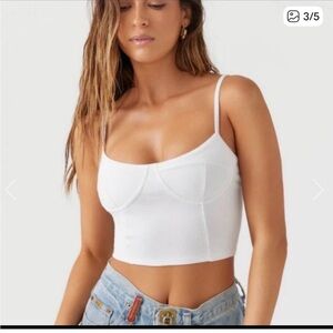 Joah Brown White Ribbed Camisole